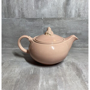 Vintage TS&T Lu-Ray Pastels Teapot Pink USA Ceramic Art Deco 9" Marked 1940s